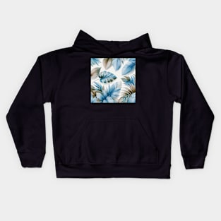 Blue Tropical Leaves Kids Hoodie